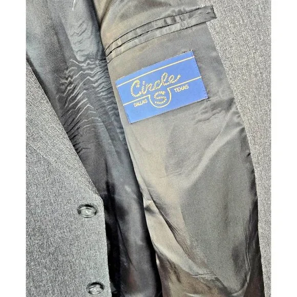 Circle S Men’s 46L Western Blazer Gray Black Yoke Lined 2-Button Cowboy Coat - Picture 7 of 16